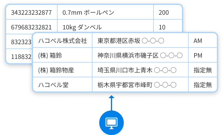 納品先や商品データなどを一括設定可能